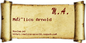 Málics Arnold névjegykártya