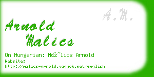 arnold malics business card